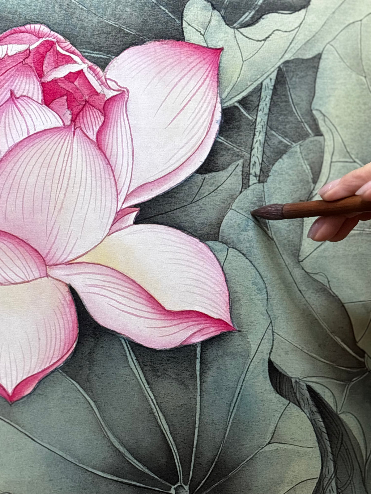 Gongbi Lotus Flower Chinese Ink Workshop 宋代工笔荷花 with Chinese Ink Master, Vivian Cha