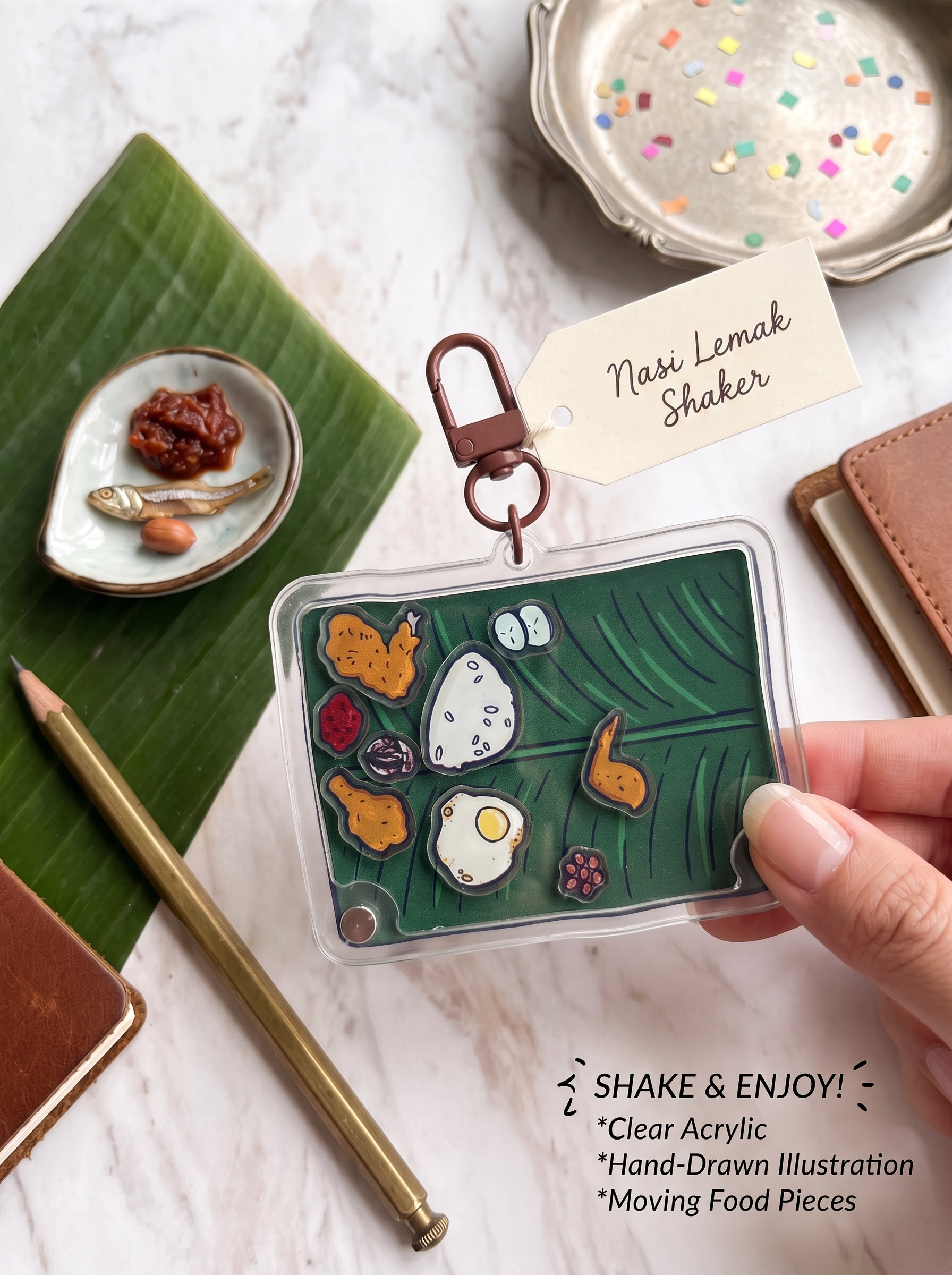 Nasi Lemak Shaker Bag Charm