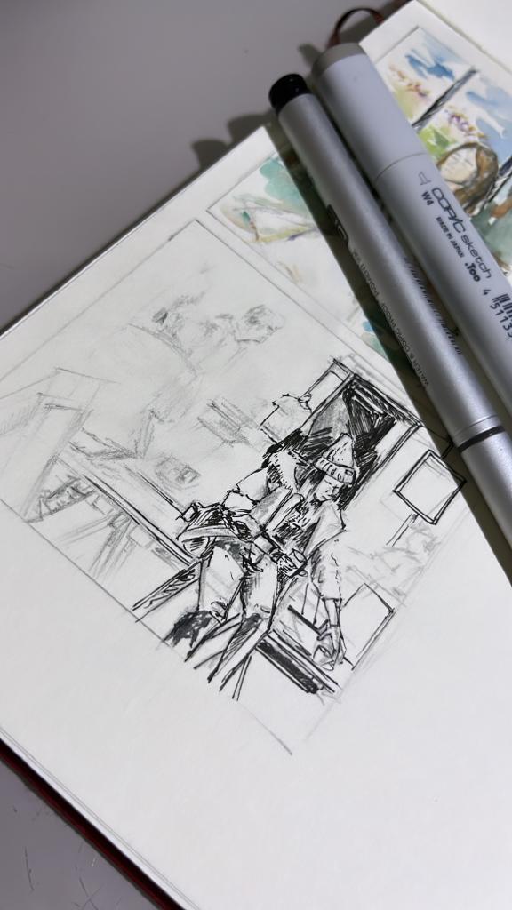 Participants enjoying outdoor sketching class in Singapore